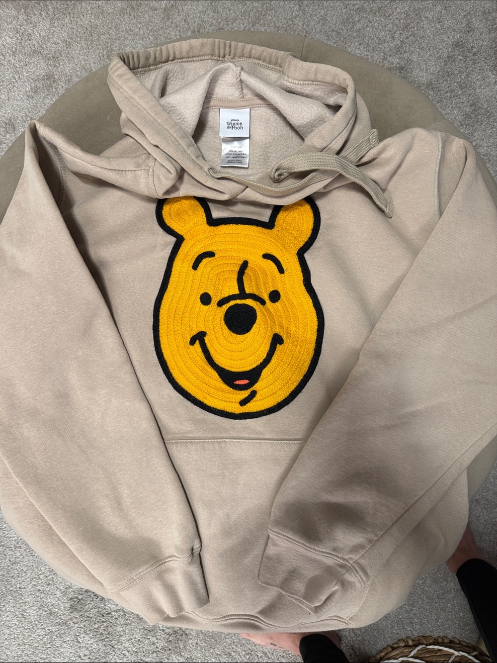 Disney Beige Crewneck Sweatshirt with Yellow Winnie the Pooh Appliqué